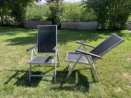 2 Stück Gartenstühle Rückenlehne verstellbar