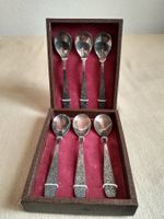 6 antike Löffel ca, 16 cm, versilbert, im Etui, Russland