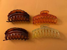Lot de 4 grandes pinces à cheveux en plastique NEUVES