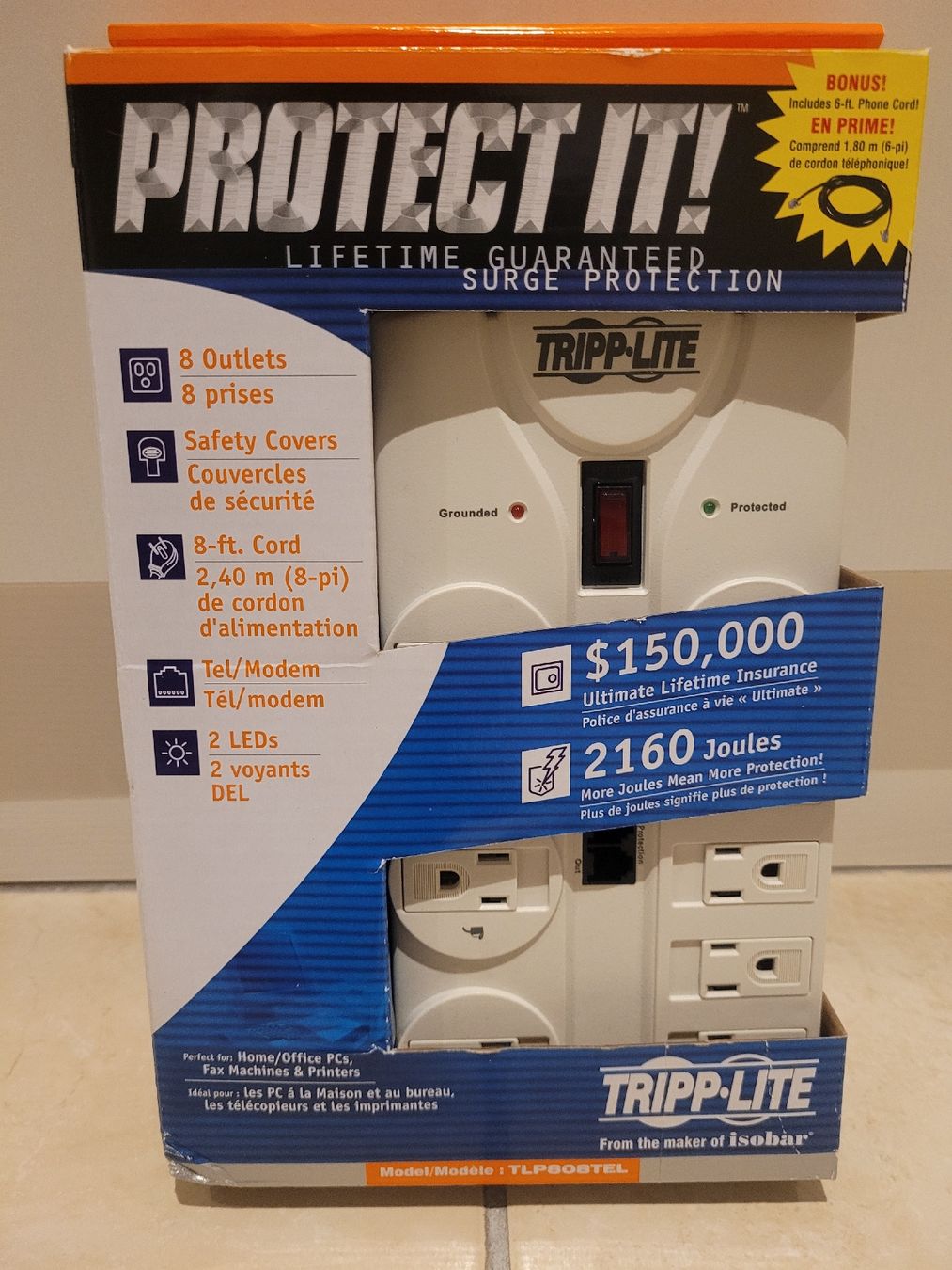 Stecker: Protect it Tripp Lite 8 prises + tel/modem – Neu und originalverpackt aus Courtaman von Bluejazz
