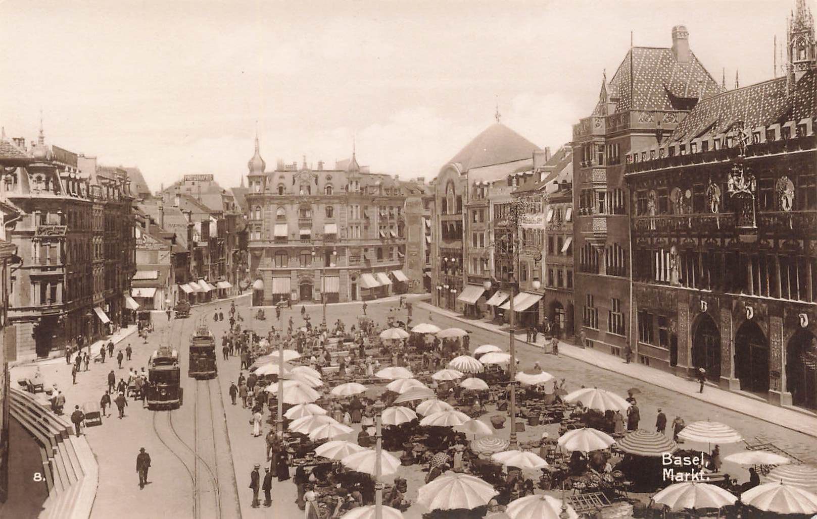 Cartoline postali: Basel Markt Straßenbahnen Tram tramways – Usato da Biasca venduto da Blenio71