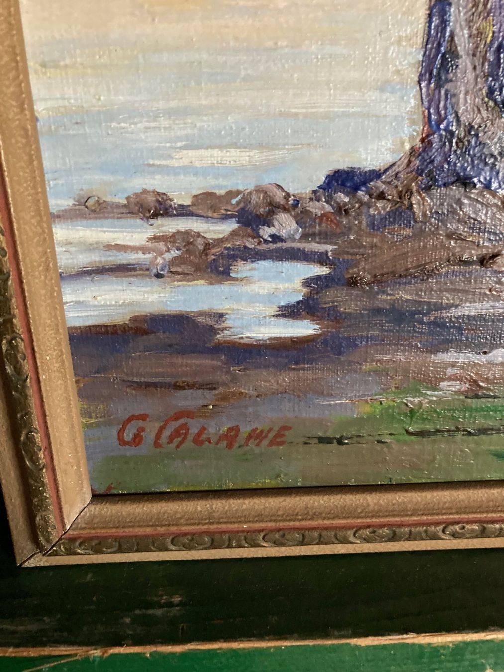 Dipinti: Tableau signé G.Calame, la baie d'Auvergnier. – Usato da La Chaux-de-Fonds venduto da venteperso5 2