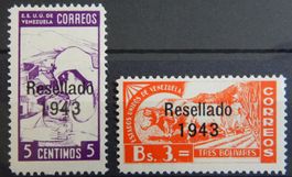 Venezuela Kat. 378 & 381 * 1943 sehr selten