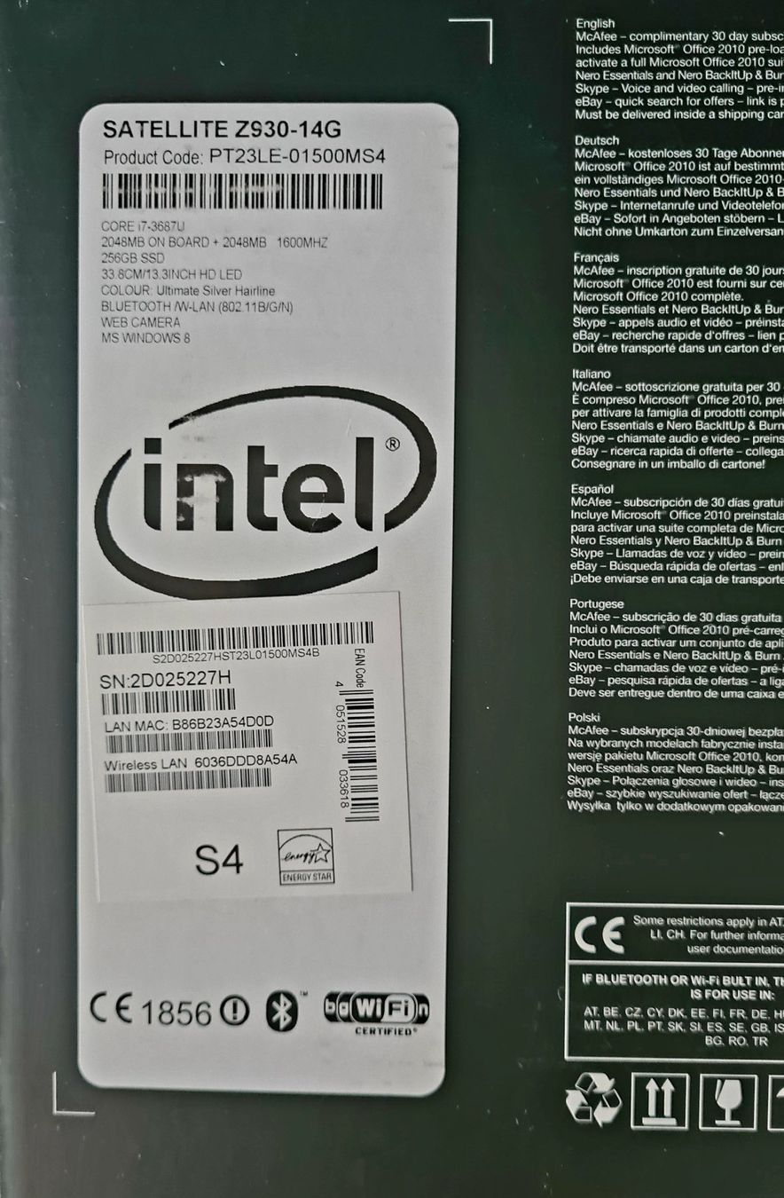 Toshiba Portables: Toshiba Satellite Z930 – D'occasion à Thônex par AneleManele 6