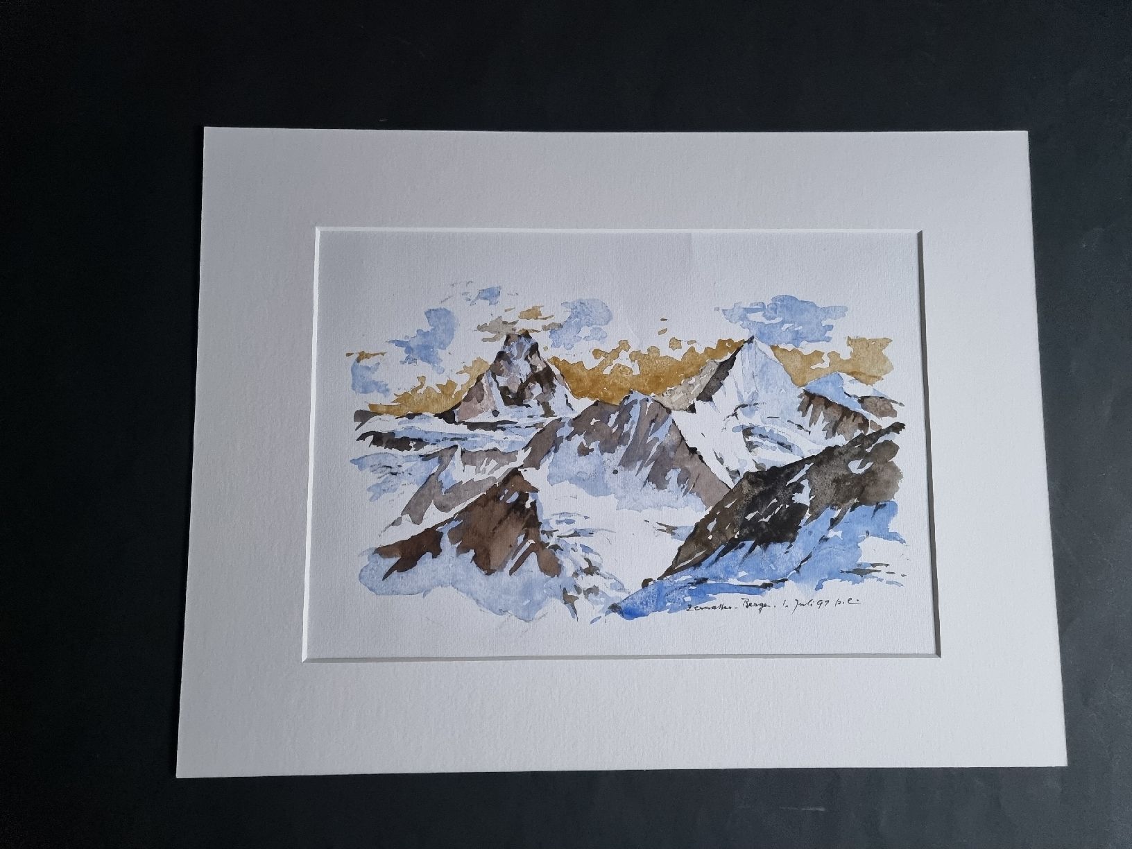 Dipinti: ZERMATTERBERGE AQUARELL SIGNIERT DATIERT – Usato da Gersau venduto da grafik-kunst