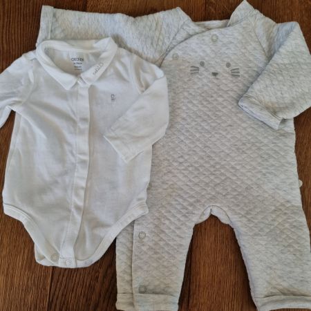 Baby Strampler Strampelanzug Body weiss Gr 56/62 obaibi