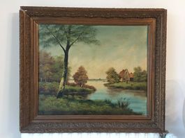 Alte Oel Bild  Altstteten  bei Zürich  Signiert   Lolet