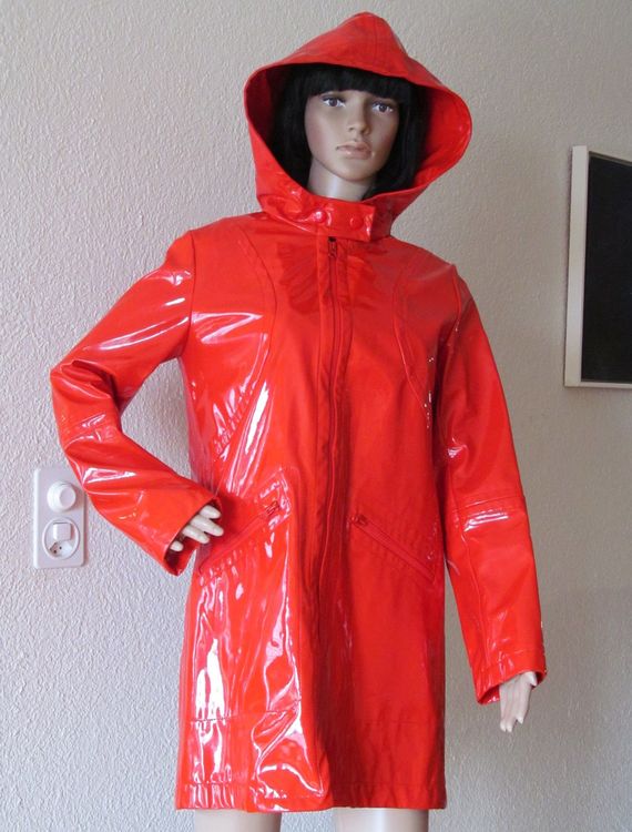 Pvc Vinyl Lack Mantel Rot RIMO Fashion Lackmantel 