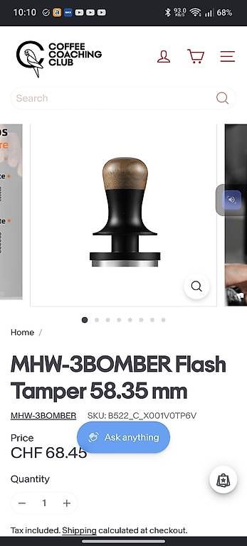 Kaffeemaschinen & Espressomaschinen: MHW-3BOMBER Flash Tamper 58.35 mm – Neu und originalverpackt aus Zuchwil von Brechi0 4