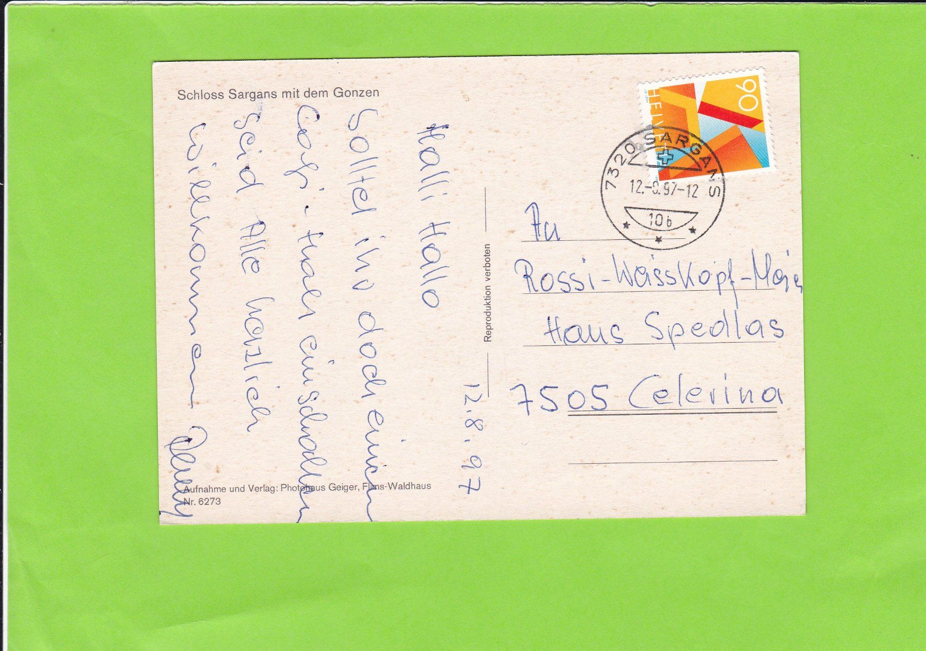 Cartoline postali: Schloss Sargans – Usato da St. Peterzell venduto da neckertal 1