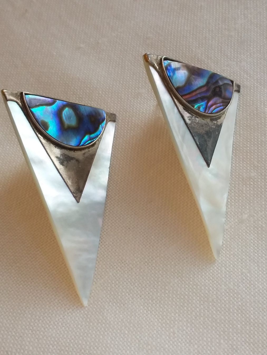 Orecchini pendenti & Orecchini a lobo: Vintage Silber Perlmutt Abalone Ohrstecker – Usato da Zürich venduto da gutsan 6