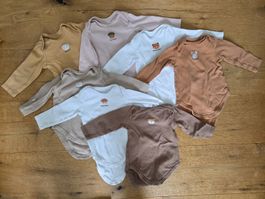 C&A Langarmbodys Gr. 68, 7x Body, Paket, Wochentage, natur