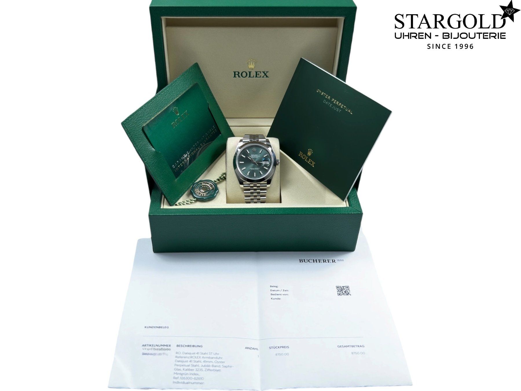 Rolex Orologi: Rolex Datejust 41 grün - 126300 – Usato da Zürich venduto da Stargold-Uhren 1