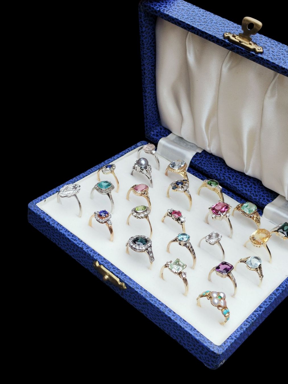 Portagioie: Vintage Ringbox Schatulle Blau Gold mit Samt – Usato da schwyz venduto da larry91sz 4