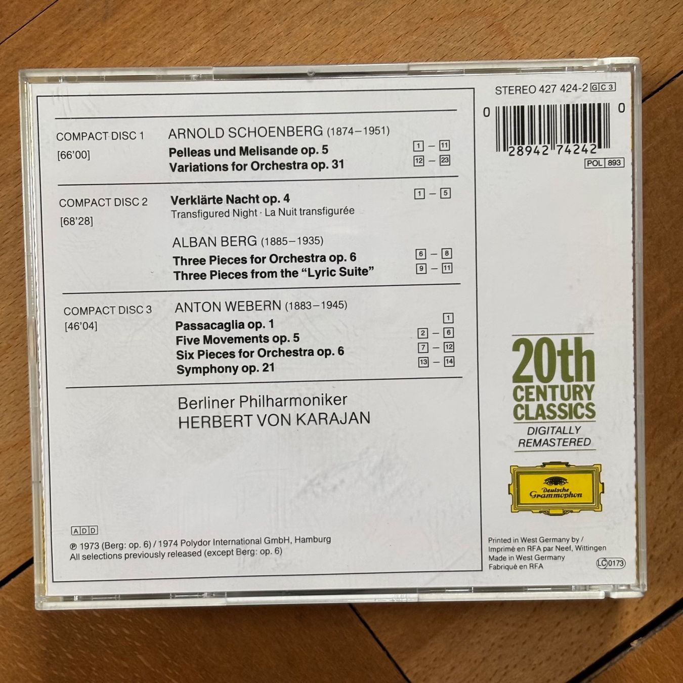 CDs: Karajan/Berliner: Schönberg, Berg, Webern – Gebraucht aus Stans von Abukadnezar 2