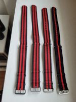 NATO Armbänder 20mm Bandanstoss, 4 Stück in rot/schwarz