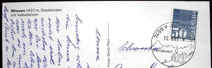 Cartoline postali: WIESEN mit Valbellahorn – Usato da Jona venduto da philajona 1