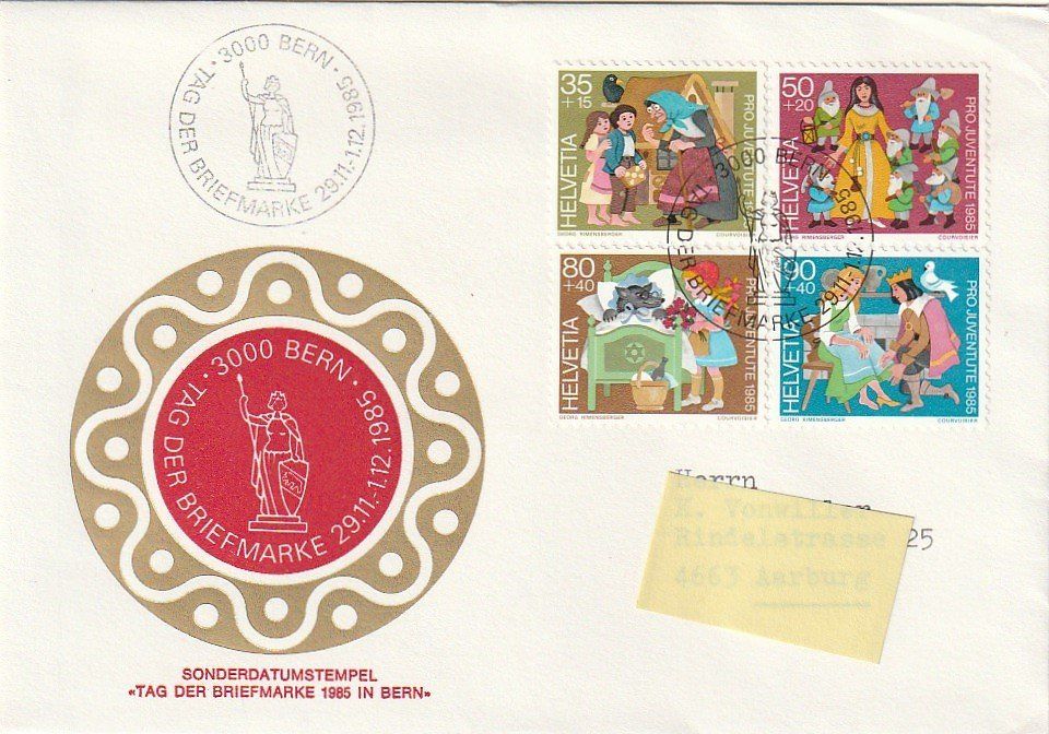 Alle Briefmarken: Tag der Briefmarke 1985, Bern, Umschlag – Gebraucht aus Aarburg von Aare10