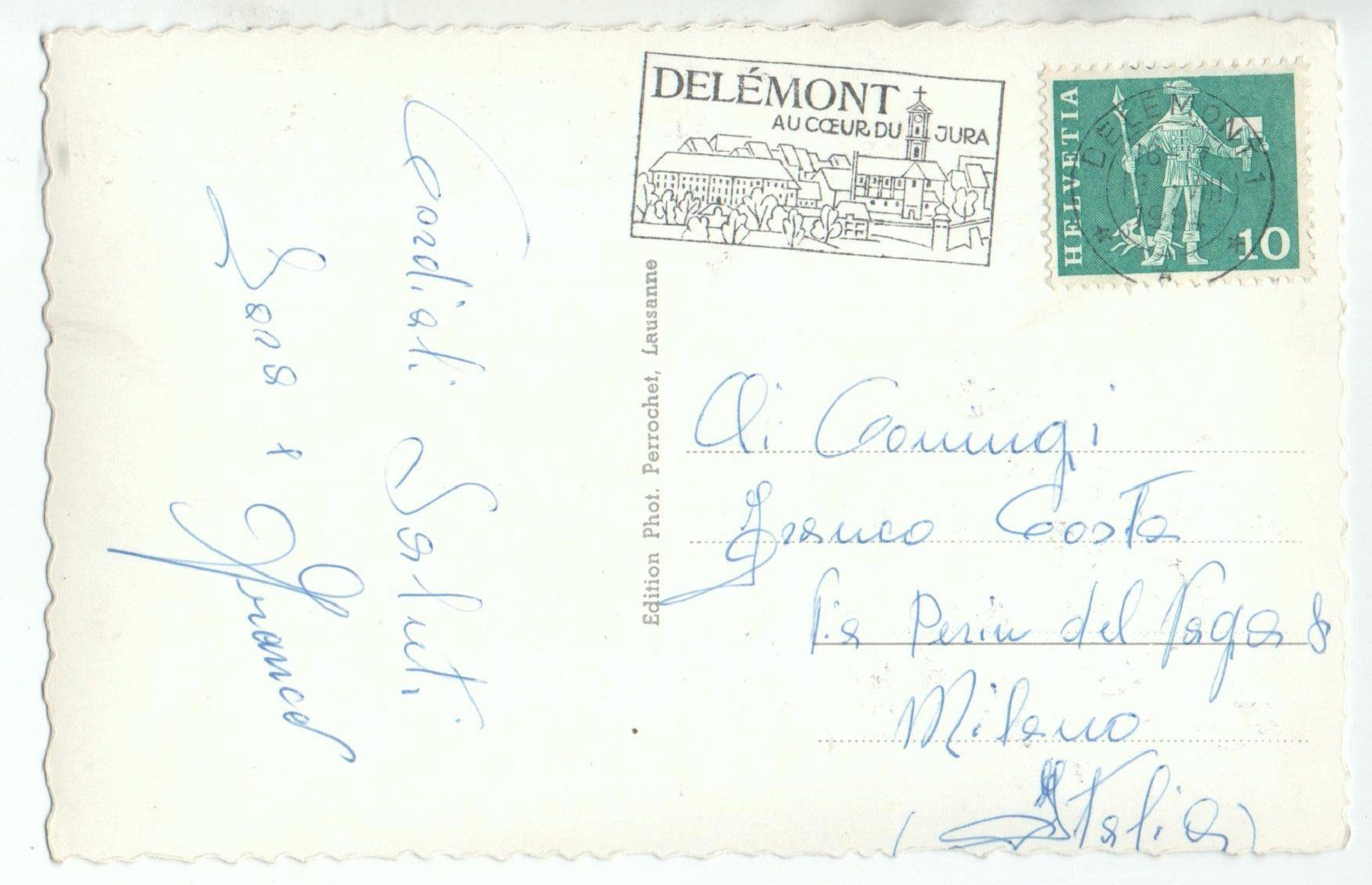 Cartoline postali: DELÉMONT Restaurant - Salmen Bier Rheinfelden – Usato da Jona venduto da philajona 1