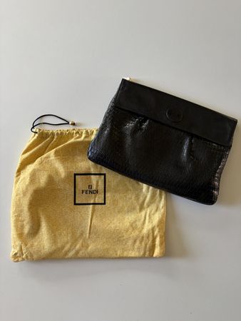 Fendi Pochette Leder Schwarz mit Staubbeutel - Guter Zustand
