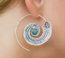Ohrringe Feder Spirale Boho