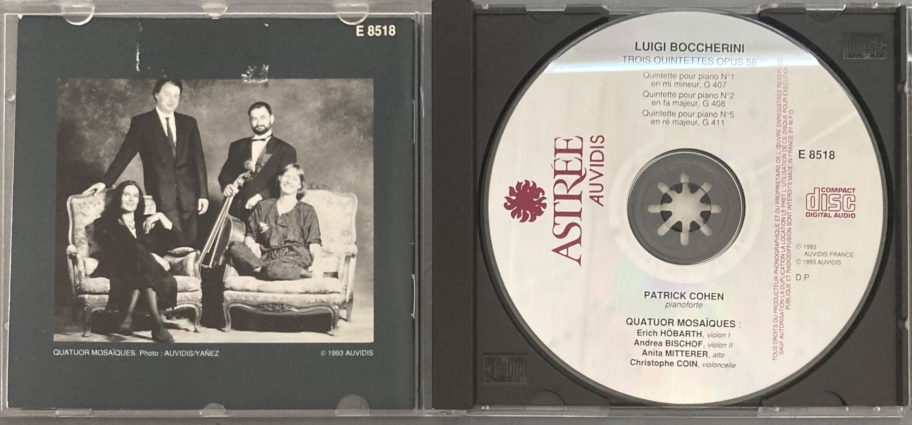 CD: LUIGI BOCCHERINI..... - TROIS QUINTETTES..... – Usato da Poliez-Pittet venduto da Newtown-Records 2