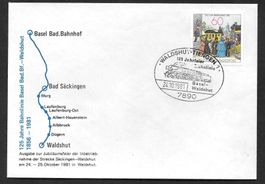 Eisenbahn Sonderbrief 125 Jahre Basel-Waldshut 24.10.1981