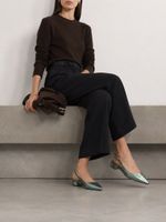 Stuart Weitzman Metallic Crackle Leather Slingback Flats