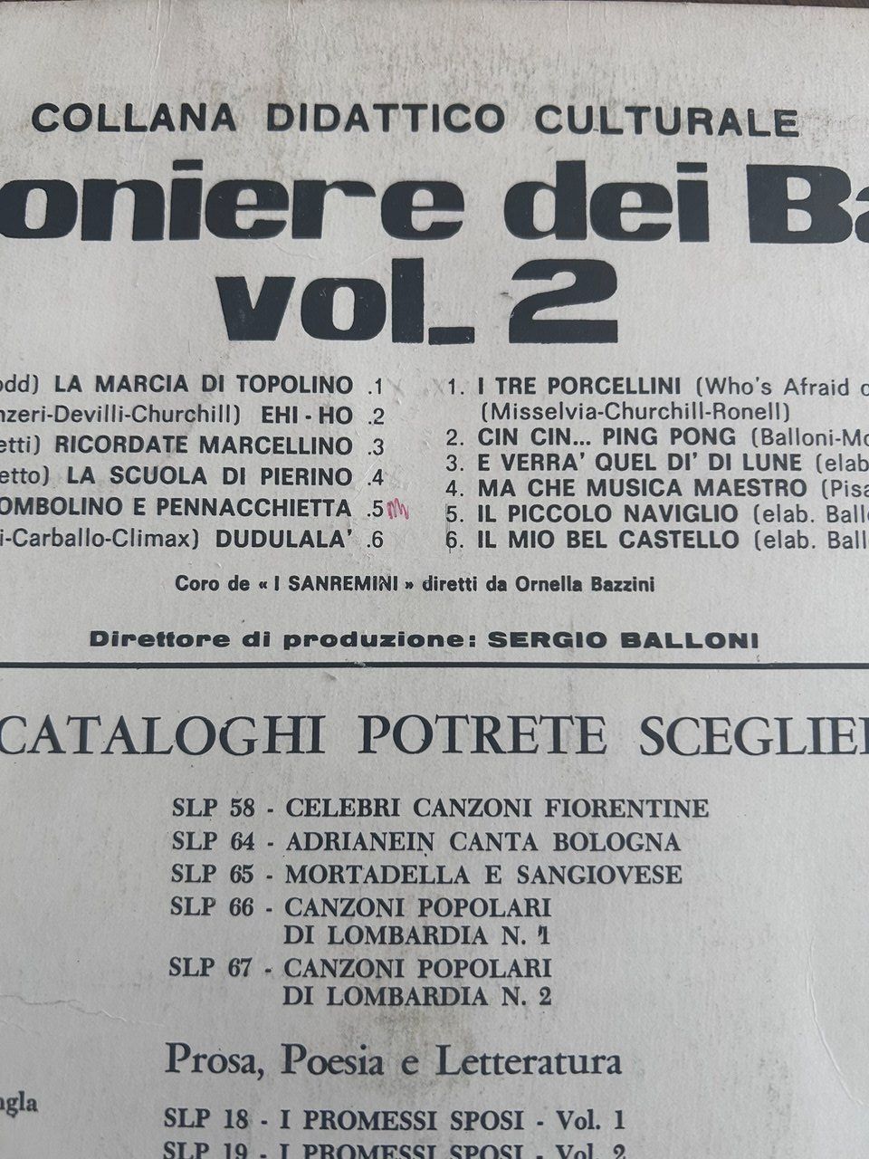 Dischi in vinile: Vinile Il Canzoniere dei Bambini Vol. 2 – Usato da Giubiasco venduto da LorisVale 2