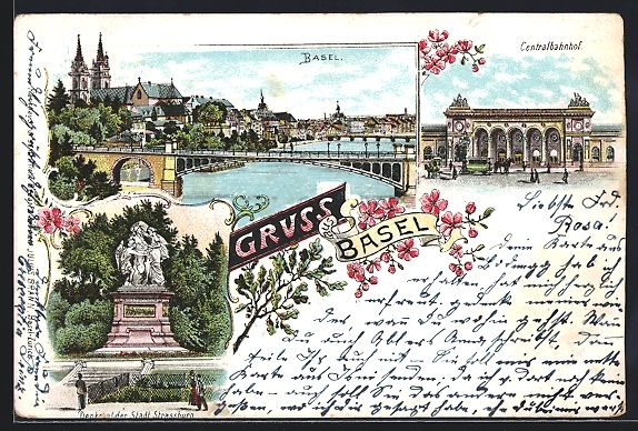 Cartoline postali: Litho Basel, Stadtpanorama mit Brücke i – Usato da Berlin venduto da bartko-reher