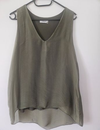 Seidenbluse, 100% Seide, Lagenlook, Khaki/Olive, Gr. M