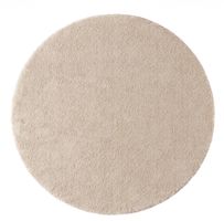 Runder Teppich beige Hochflor für Schlafzimmer neu