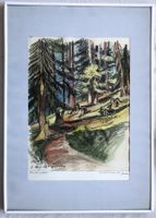 Gemälde - Aquarell + Filzstift - "Bündnerwald"