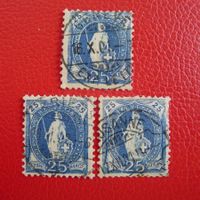 1900, 3x 73E mit kleinen Retuschen, saubere Marken !