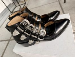 Toga Pulla Boots Black Leather Size 39