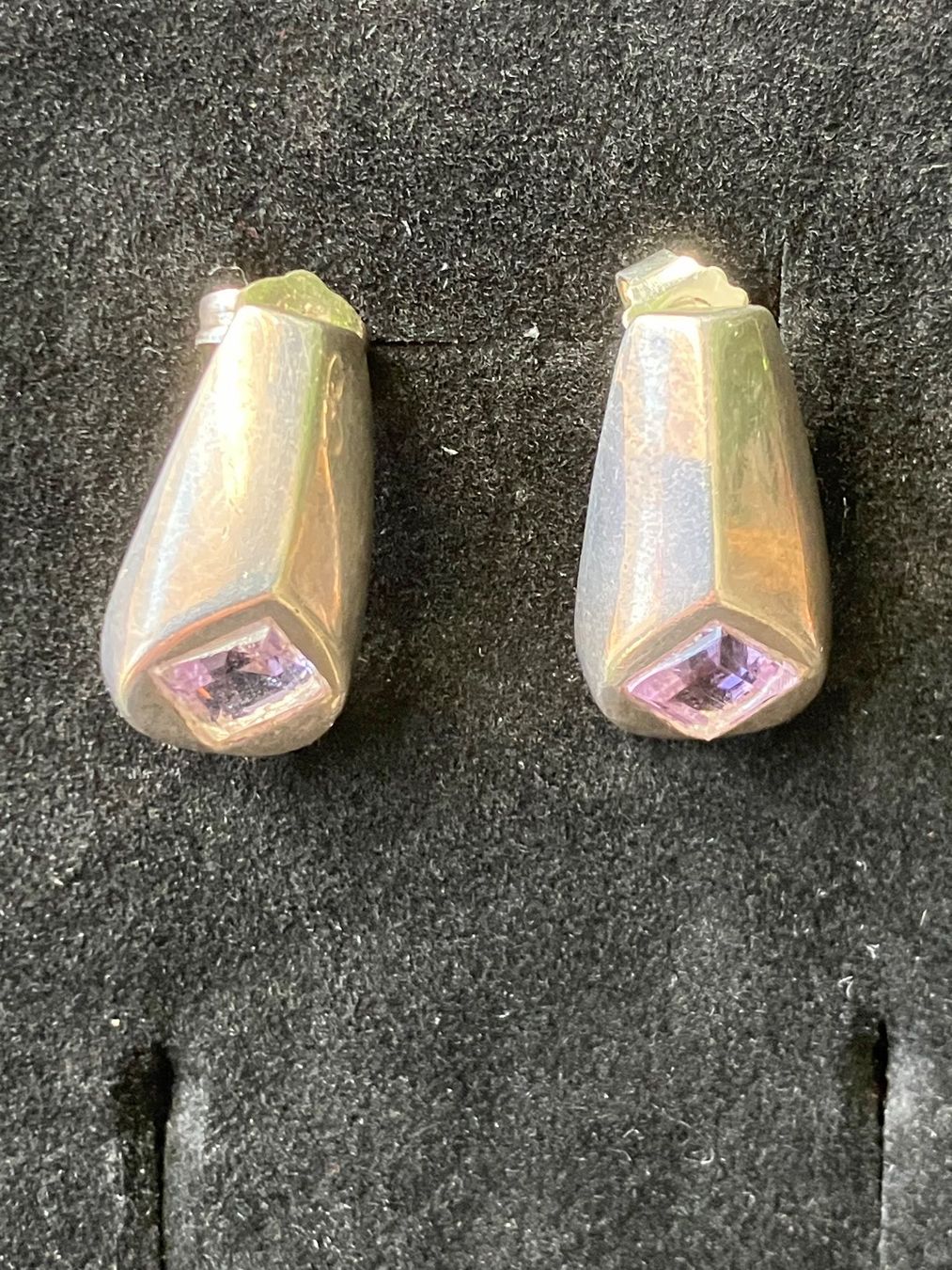 Ohrringe & -stecker: Sehr alte Ohrstecker mit Amethyst 800 er Silber – Gebraucht aus Flums von Limatools 2