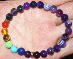 Armband B-969 – Achat & 7 Chakra 8mm 21cm elastisch