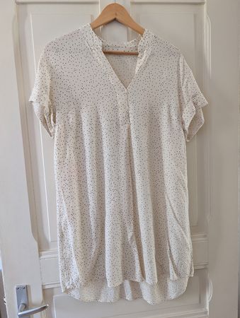 weisses Sommerkleid Hemdkleid Shirtkleid gepunktet Gr. M
