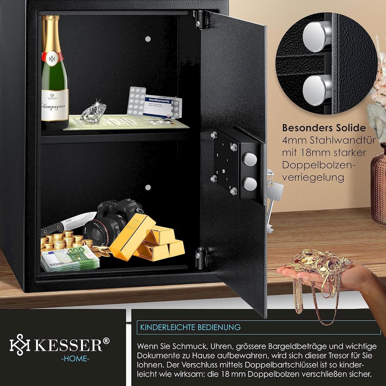 Casseforti: KESSER Möbeltresor 35x50x31cm Schwarz – Nuovo e nell'imballaggio originale da Bottighofen venduto da zaap 3