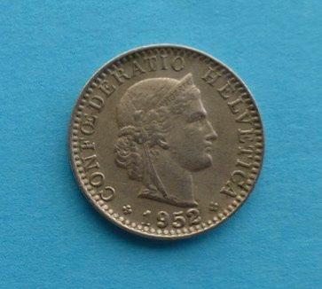 Tutti le monete: 20 Rappen Jahr 1952, gebraucht – Usato da Niederglatt ZH venduto da Viktor1949 1