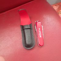 Taschenmesser rot Alstom mit Etui guter Zustand