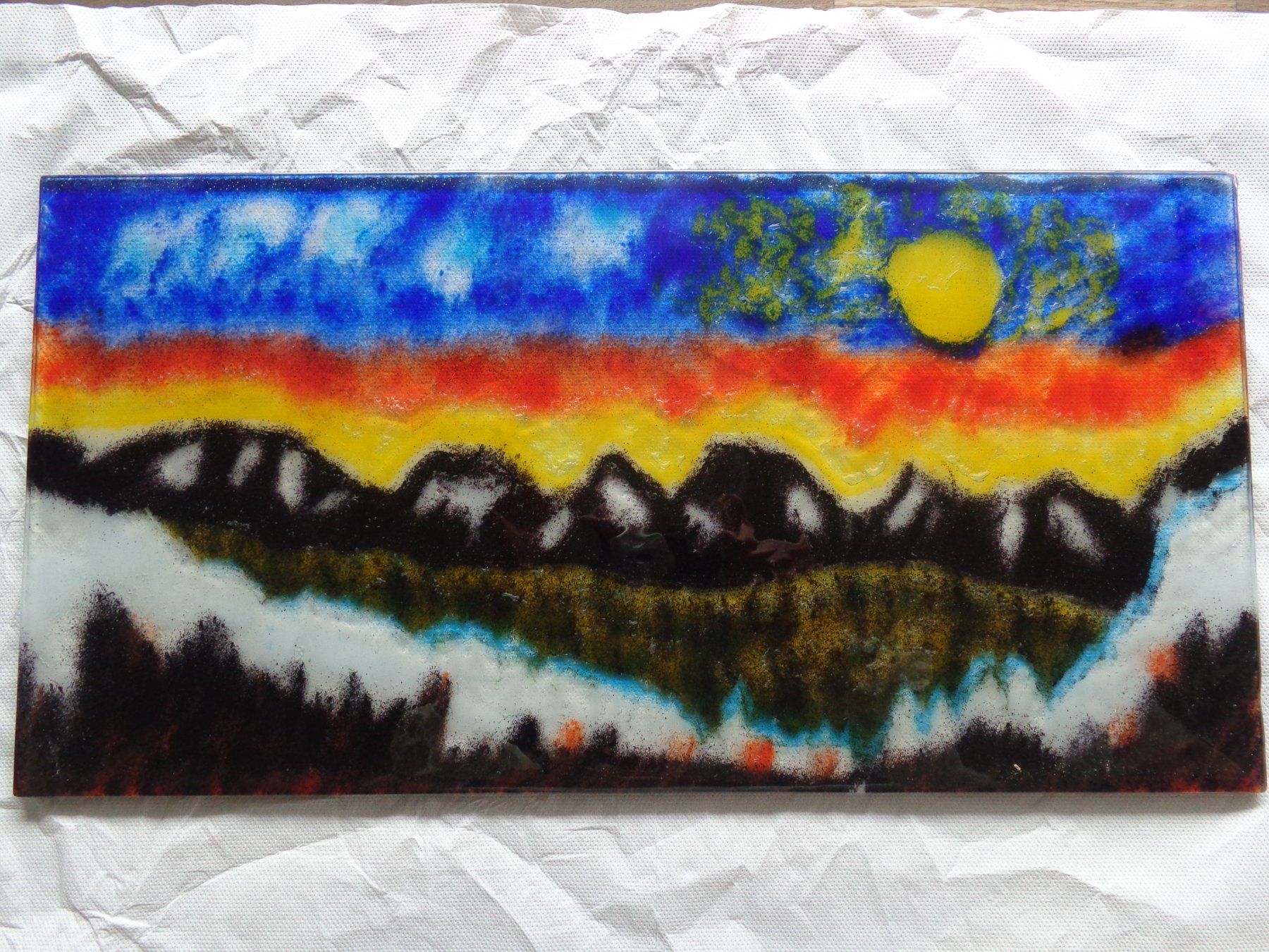 Gläser: Glasplatte Kunst, L 46cm/B 25cm – Neu (gemäss Beschreibung) aus Sirnach von spilo01