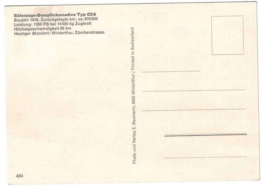Cartoline postali: Güterzugs-Dampflok Typ C 5/6 – Usato da Frauenfeld venduto da POML 1