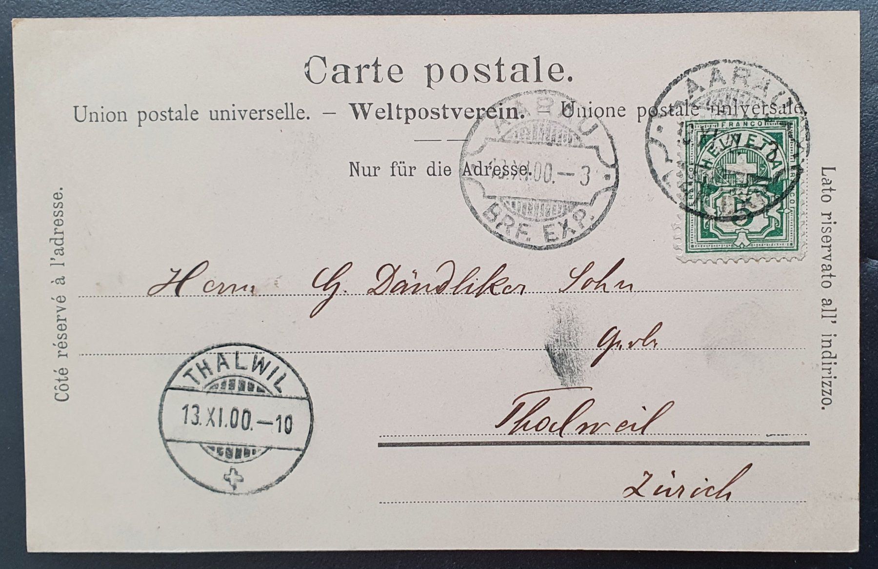 Cartoline postali: Gruss aus Aarau 1900 – Usato da Kreuzlingen venduto da Rschweiz1 1