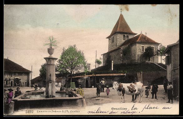 Cartoline postali: AK Genolier, Kinder am Brunnen – Usato da Berlin venduto da bartko-reher