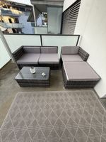 Balkonset Poly Rattan 4-teilig mit Tisch und Auflagen guter