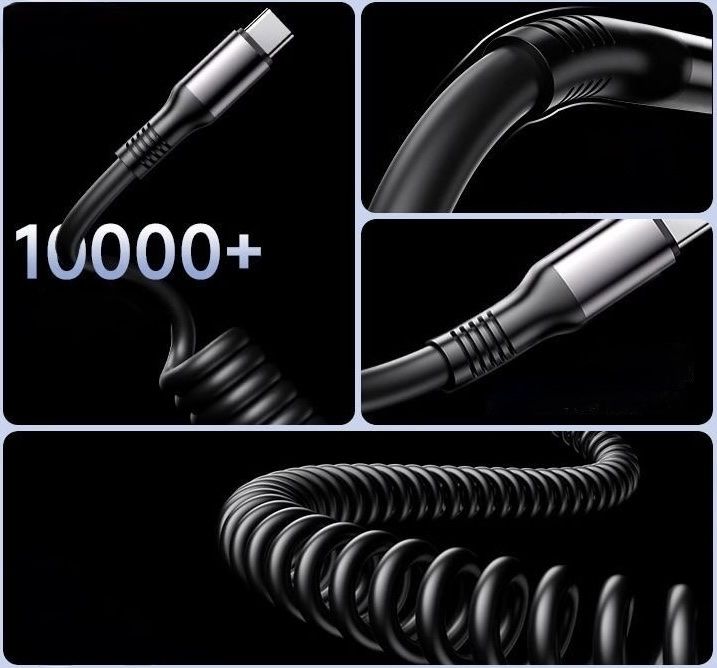 Caricabatterie: Câble USB-C spiralé à charge rapide 80W max. – Nuovo e nell'imballaggio originale da Morges venduto da DigiAC 2