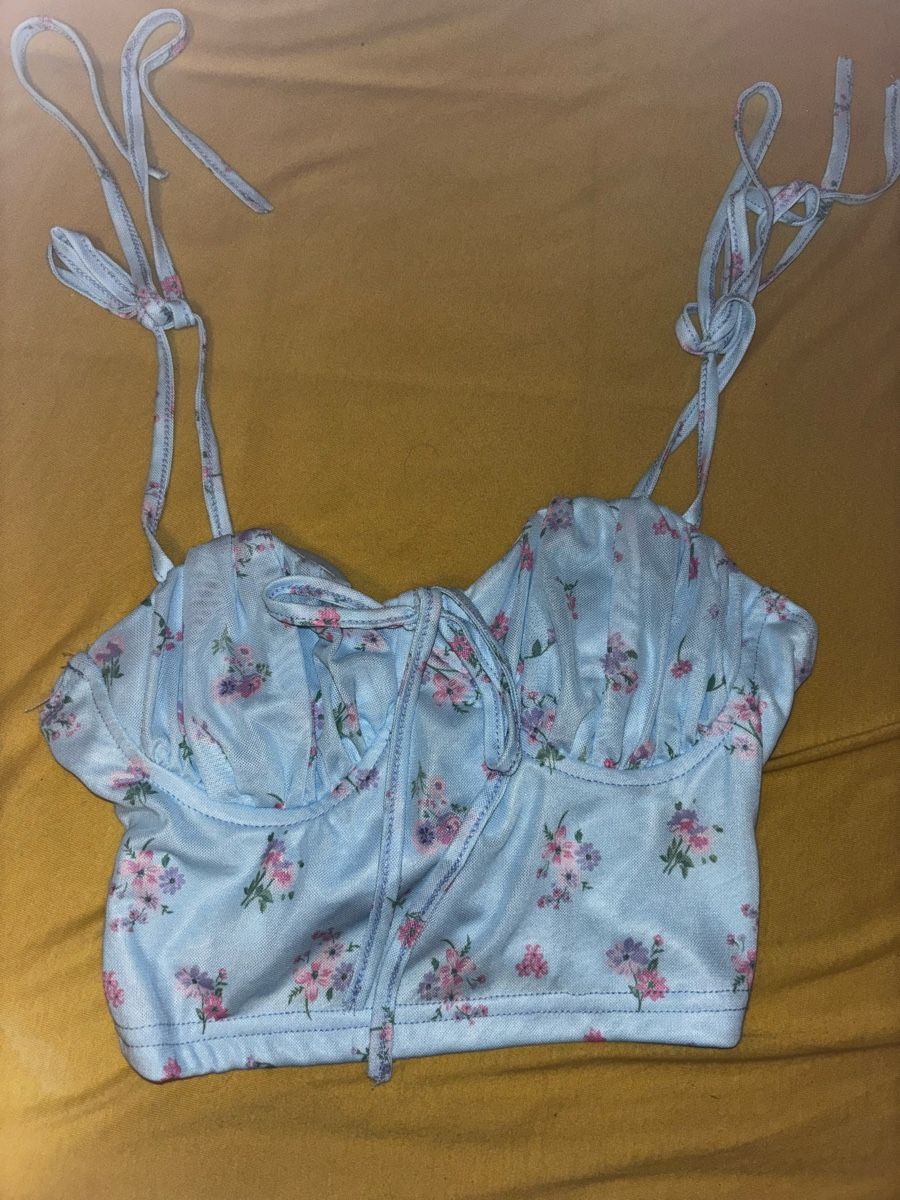Top: Top bustier bleu à bretelles - Taille XS – Usato da La Chaux-de-Fonds venduto da lea_77ly