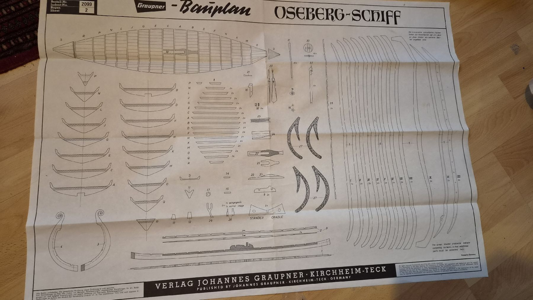 Graupner Documenti: Bauplan Graupner Oseberg-Schiff Nr. 2099 Bogen 2 – Usato da Kölliken venduto da MissesBossTop1