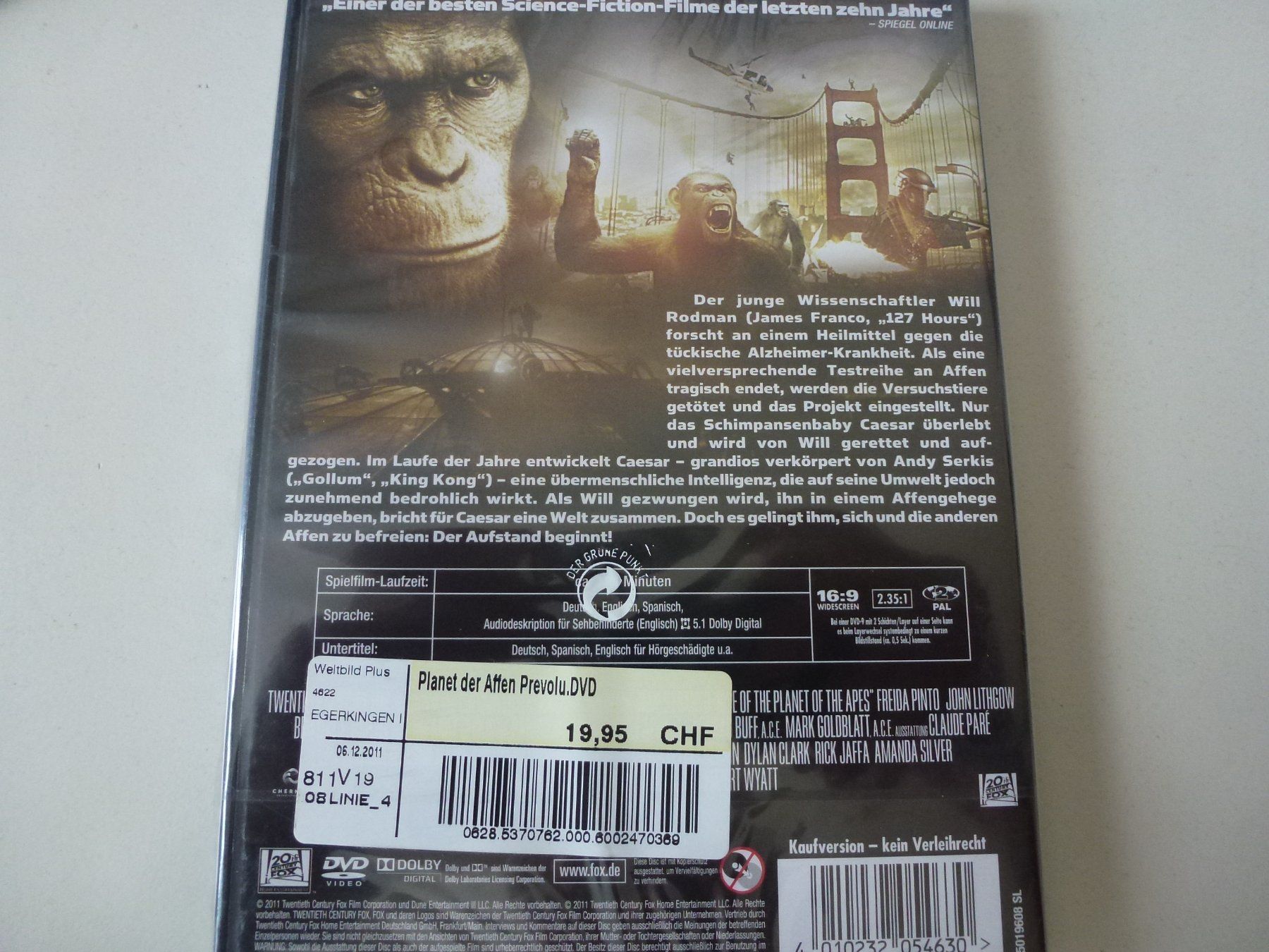 Alle DVDs: Planet der Affen: Prevolution (DVD) NEU&OVP!! – Neu und originalverpackt aus Bern von Frebo 1